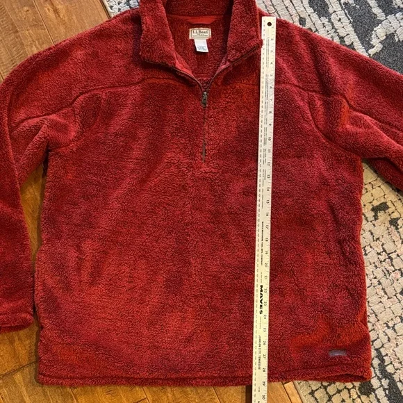 L.L. Bean Men's half Zip-Up Sherpa Fleece Sweater in Rich Coral / Rust XL‎ - Picture 10 of 12